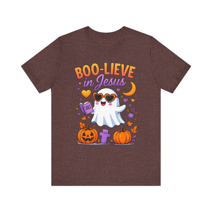 Boo-lieve in Jesus Shirt – Pastel Ghost Funny Christian Halloween Faith Tee