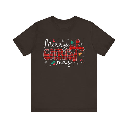 Merry Christmas Cross Shirt – Christian Buffalo Plaid Family Pajama Tee