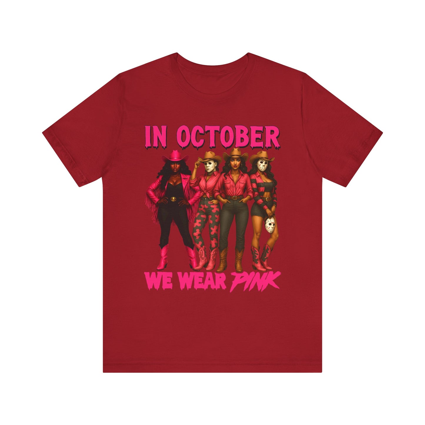 In October We Wear Pink Shirt – Western Cowgirl Squad Halloween Awareness Tee