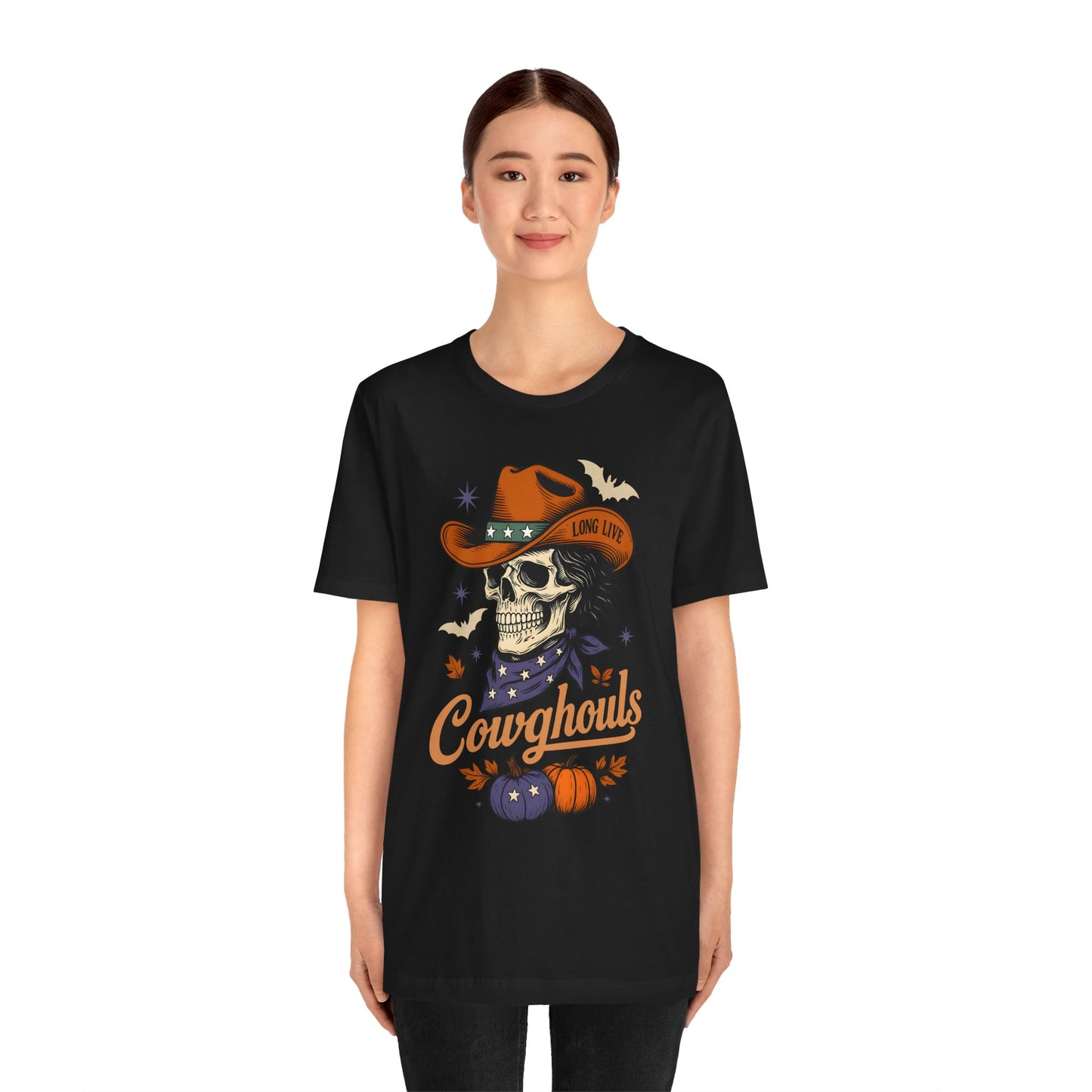 Cowghouls Shirt – Long Live Halloween Skeleton Cowboy Western Ghost Tee
