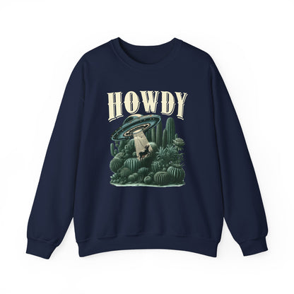 Howdy Cow Abduction Sweatshirt – Western UFO Rodeo Cactus Texas Pullover