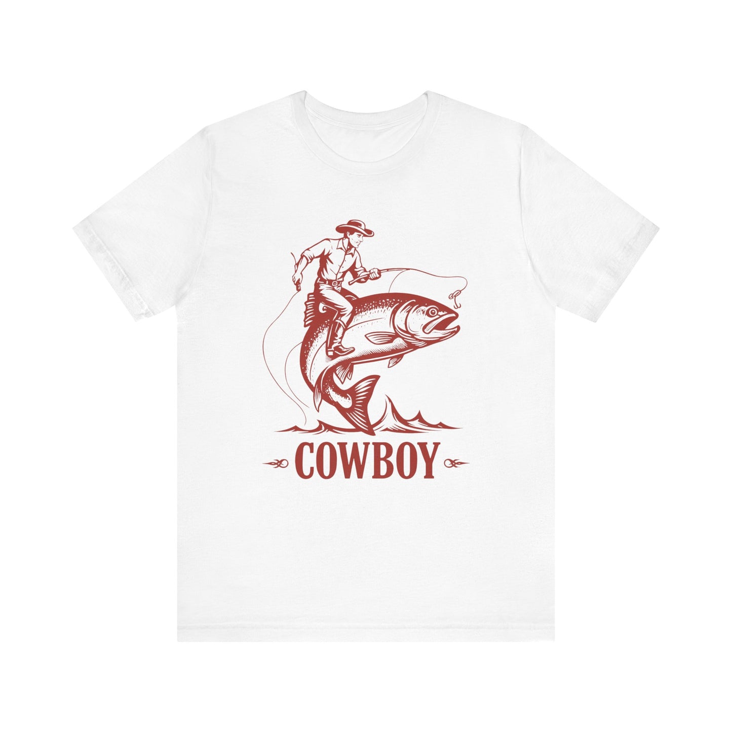 Cowboy Riding a Giant Fish Shirt – Vintage Western Fishing Rodeo Tee