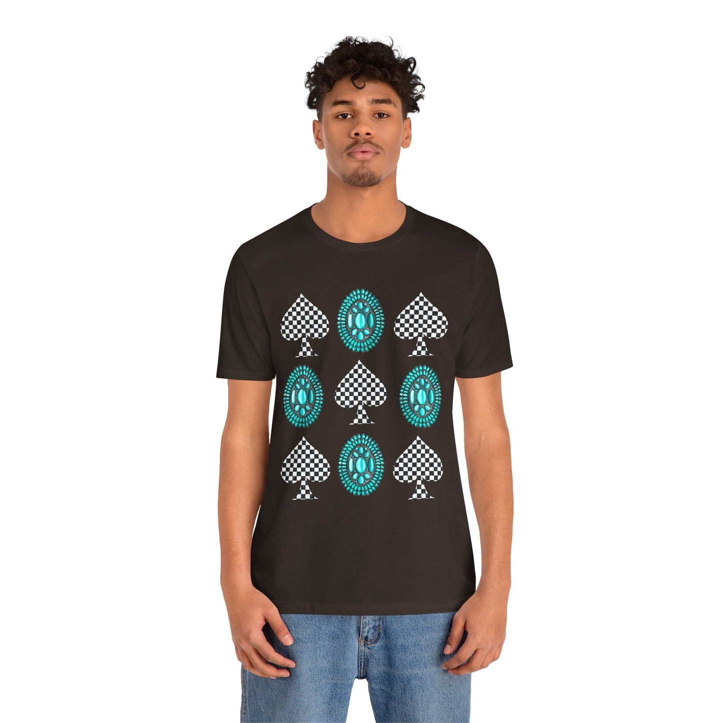 Western Turquoise Stone Shirt – Gemstone Playing Card Texas Rodeo Tee