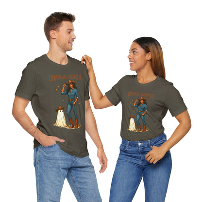 Cowghoul Wrangler Shirt Western Cowgirl Cowboy Ghost Halloween Tee, Spooky Rodeo Fall Outfit