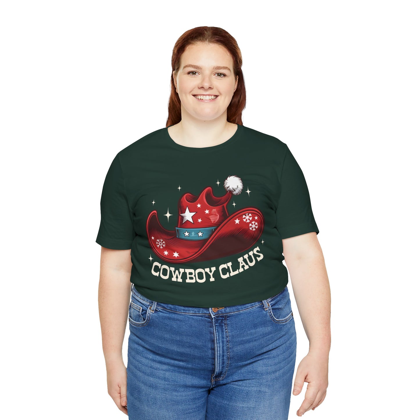 Cowboy Claus Christmas Shirt – Western Santa Hat Funny Cowboy Holiday Tee