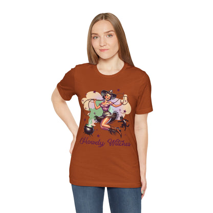 Howdy Witches Cowgirl Halloween Rodeo Western Black Cat T-Shirt