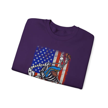 US Flag Skeleton Cowboy Sweatshirt – Western Horse Rodeo Country Pullover
