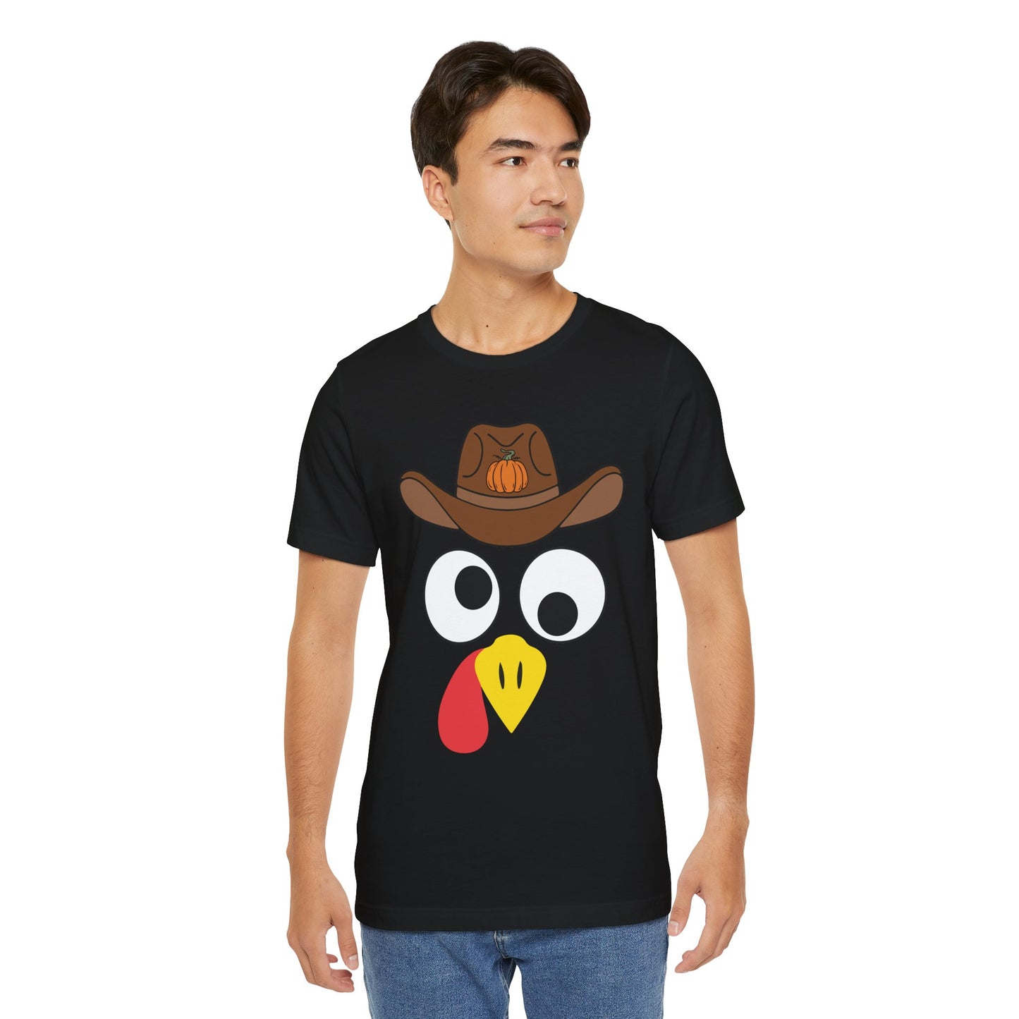 Thanksgiving Couples Turkey Face Shirt – Funny Cowboy & Cowgirl Matching Tee