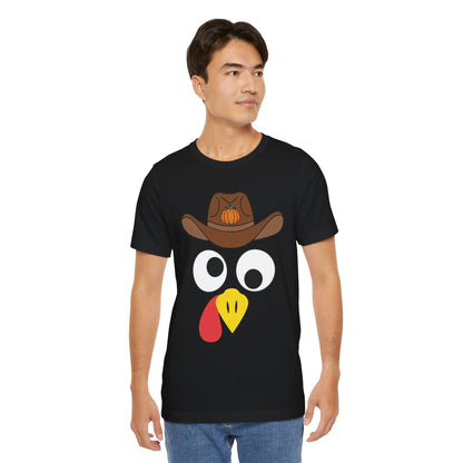 Thanksgiving Couples Turkey Face Shirt – Funny Cowboy & Cowgirl Matching Tee