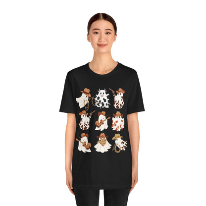 Ghost Cowboy Halloween Western Country Boo Guitar Cowgirl T-Shirt