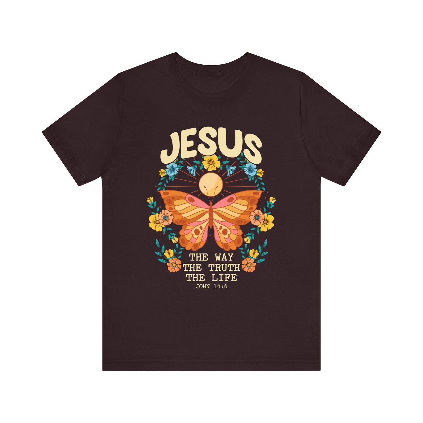 Jesus Butterfly Wildflower Shirt – John 14:6 Scripture Floral Christian Tee
