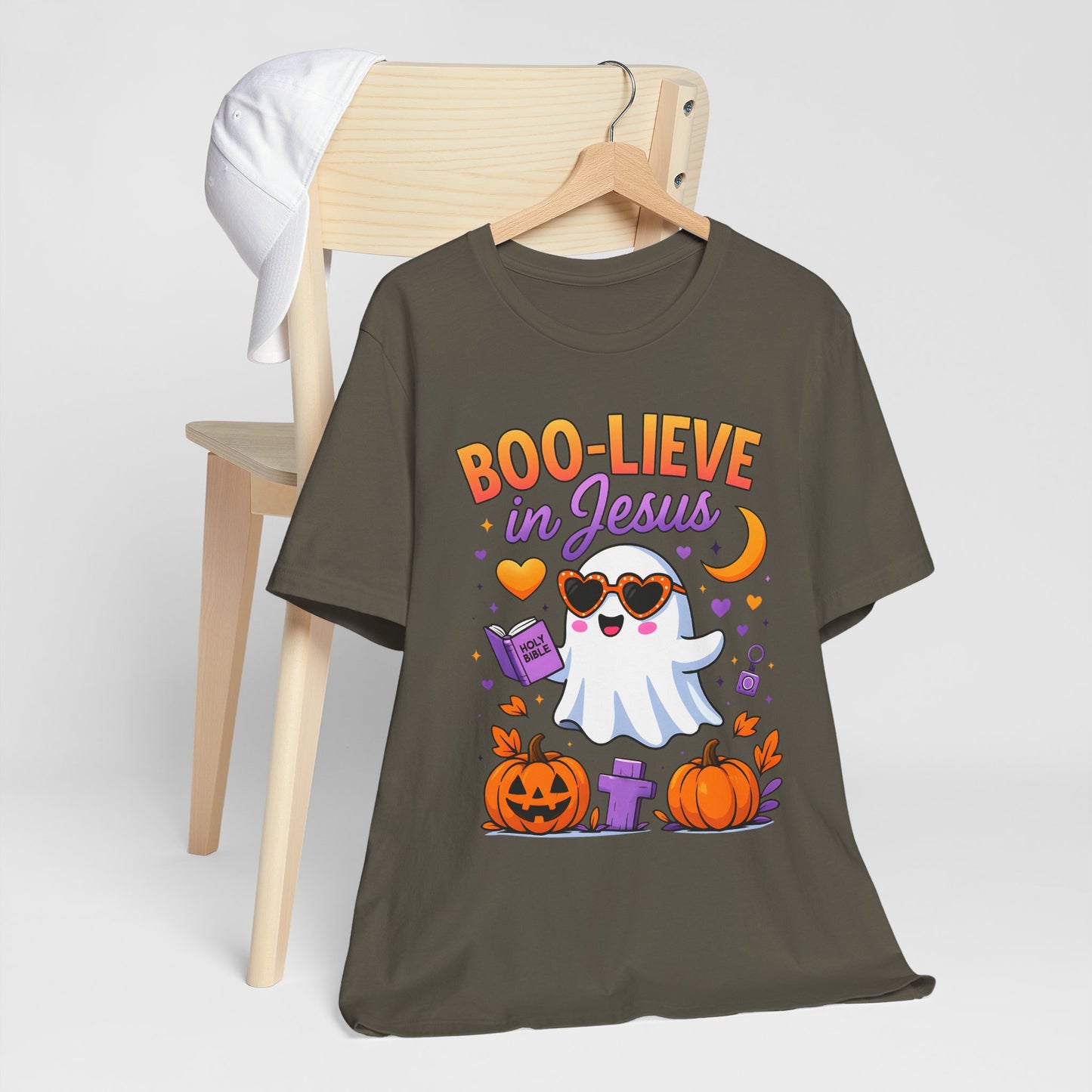 Boo-lieve in Jesus Shirt – Pastel Ghost Funny Christian Halloween Faith Tee