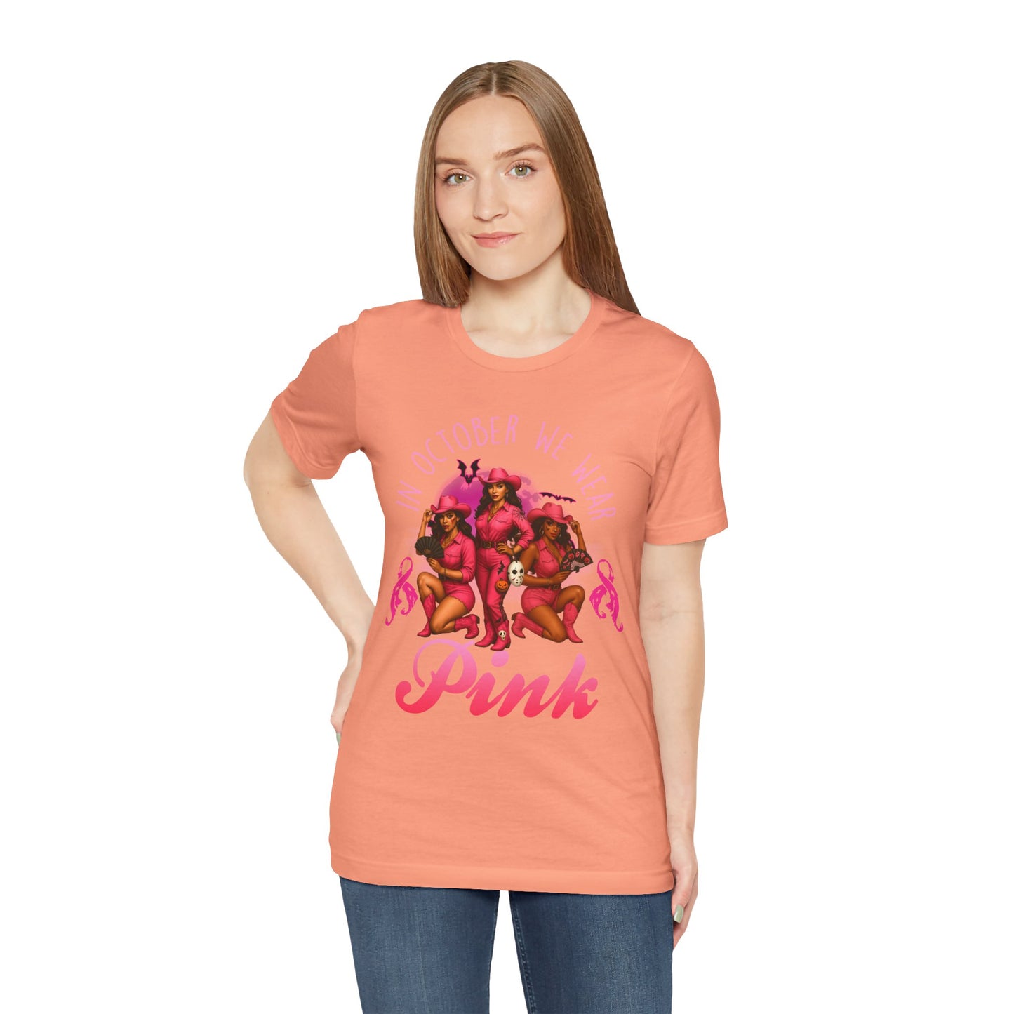 In October We Wear Pink Shirt – Western Cowgirl Breast Cancer Awareness Tee