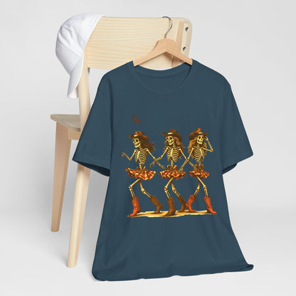 Skeleton Cowgirls Shirt Line Dancing Western Halloween Rodeo Tee