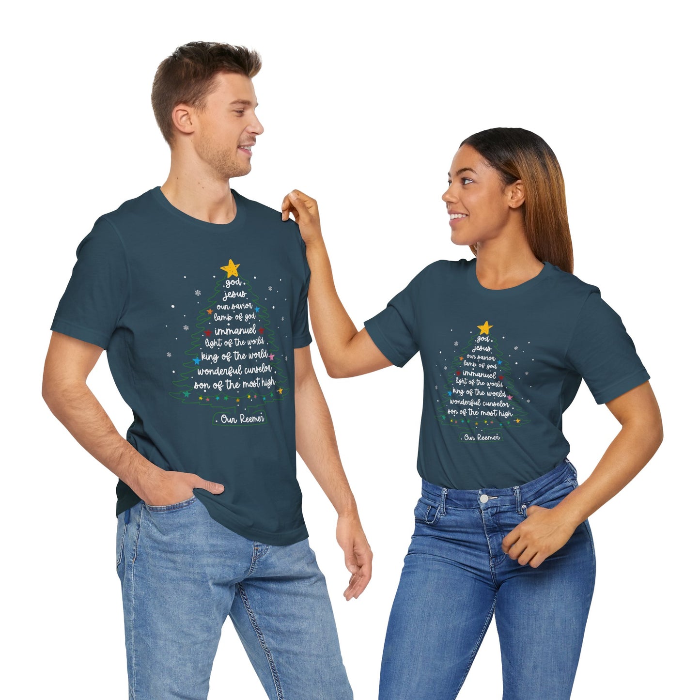 Christian Christmas Tree Sayings Shirt – God Jesus Savior Faith Holiday Tee