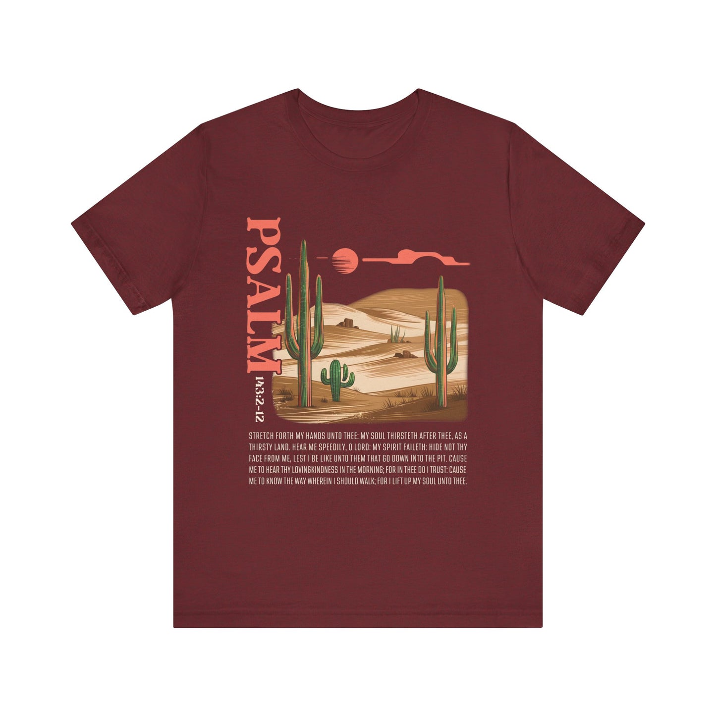 Psalm 143:2–12 Boho Retro Western Christian Howdy Jesus T-Shirt, Desert-Inspired Scripture Tee