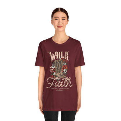 Walk by Faith Shirt – 2 Corinthians 5:7 Christian Jesus Bible Verse Tee