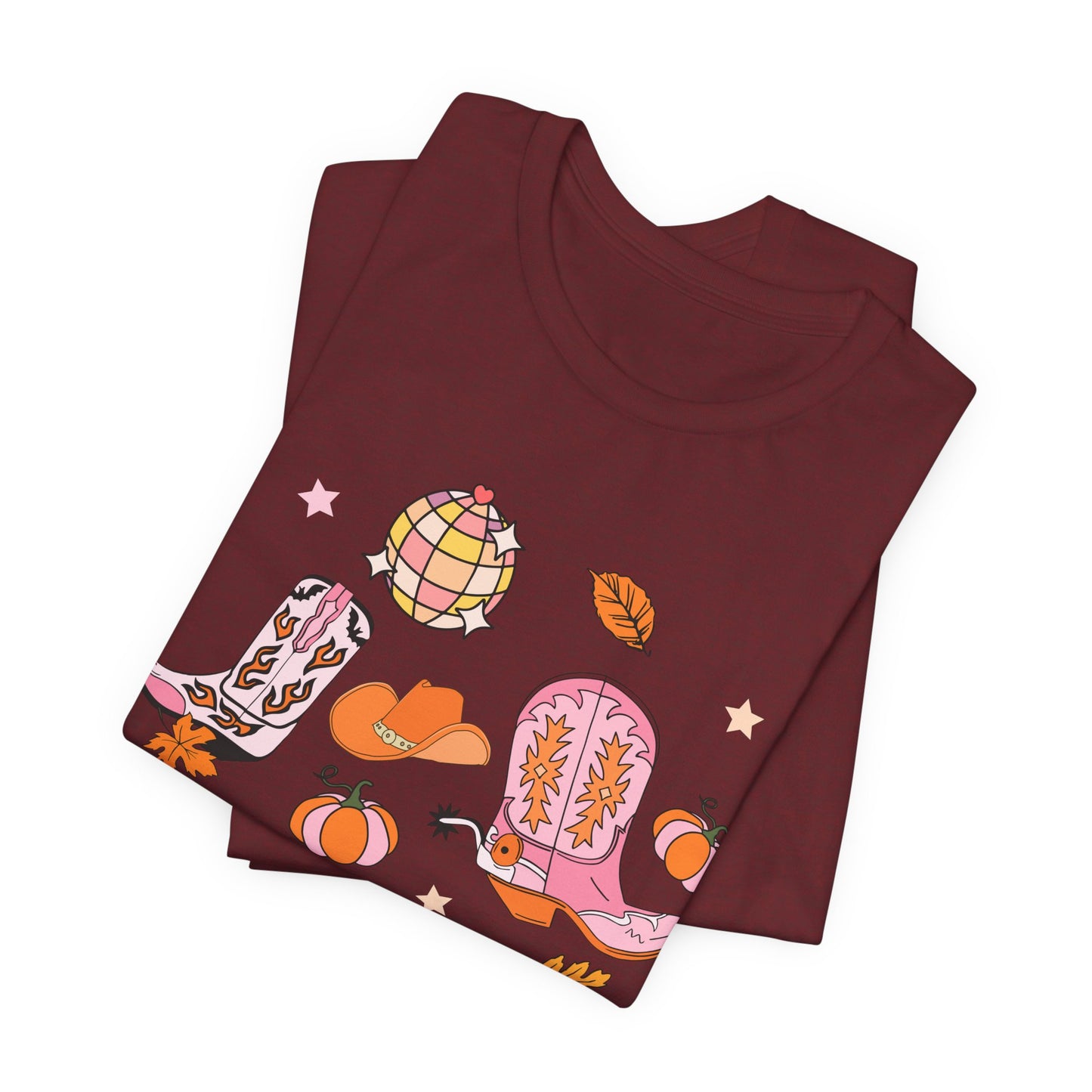 Boot Scootin Spooky Howdy Western Halloween Thanksgiving T-Shirt, Retro Cowgirl Fall Tee