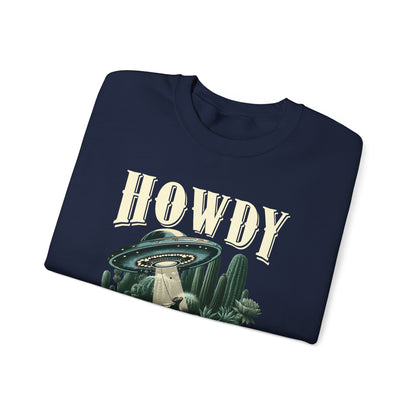 Howdy Cow Abduction Sweatshirt – Western UFO Rodeo Cactus Texas Pullover