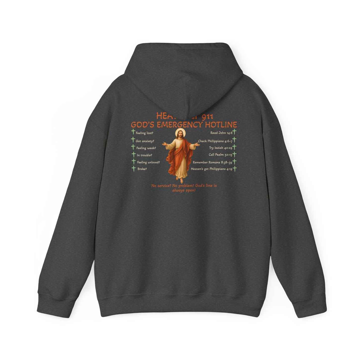 Heavenly 911 Hoodie – God’s Emergency Hotline Christian Bible Verse Pullover