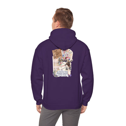 Jesus Collage Floral Hoodie – Christian Faith Bible Verse Cross Pullover