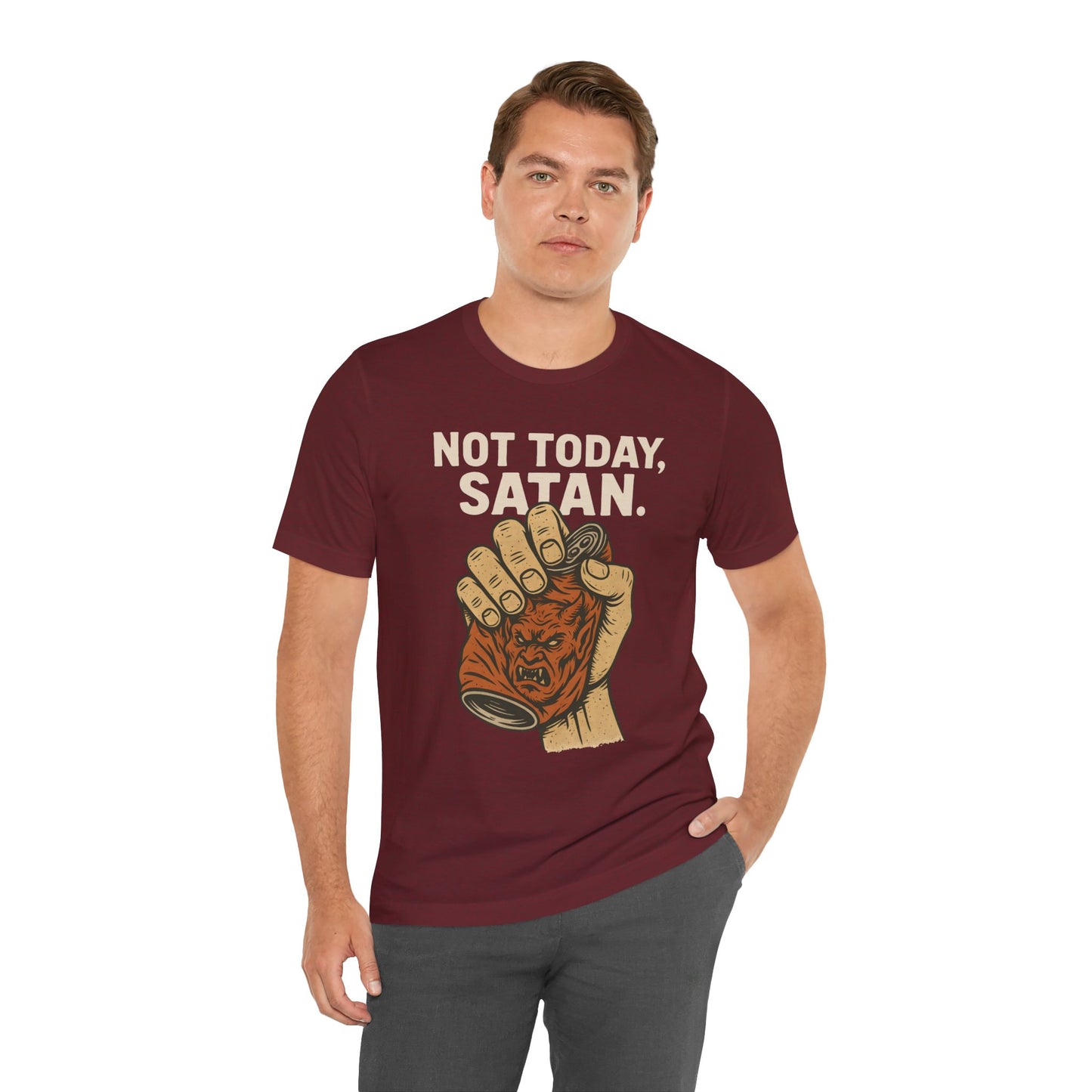 Not Today Satan Shirt – Funny Christian Faith Halloween Anti-Devil Tee