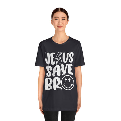 Jesus Saves Bro Shirt – Funny Retro Christian Cross Christmas Faith Tee