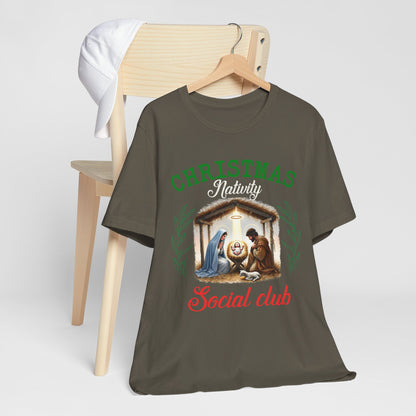 Christmas Nativity Social Club Shirt – Christian Nativity Scene Holiday Tee