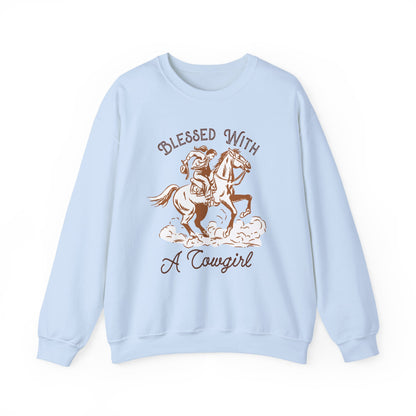 Blessed with a Cowgirl Sweatshirt – Retro Christian Western Rodeo Pullover