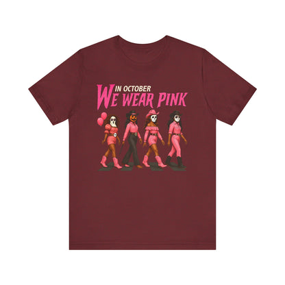 In October We Wear Pink Shirt – Spooky Cowgirl Western Halloween Tee