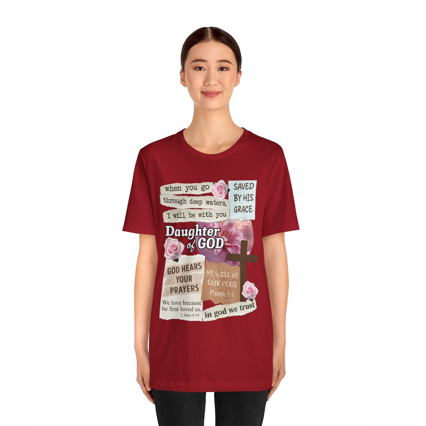 Daughter of God Shirt – Christian Floral Bible Verse Encouraging Faith Tee for Women