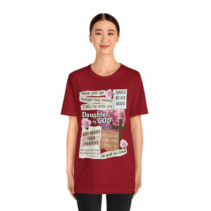 Daughter of God Shirt – Christian Floral Bible Verse Encouraging Faith Tee for Women