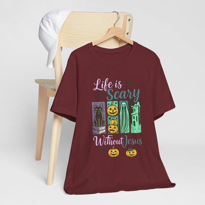 Life Is Scary Without Jesus Shirt – Christian Retro Halloween Faith Tee