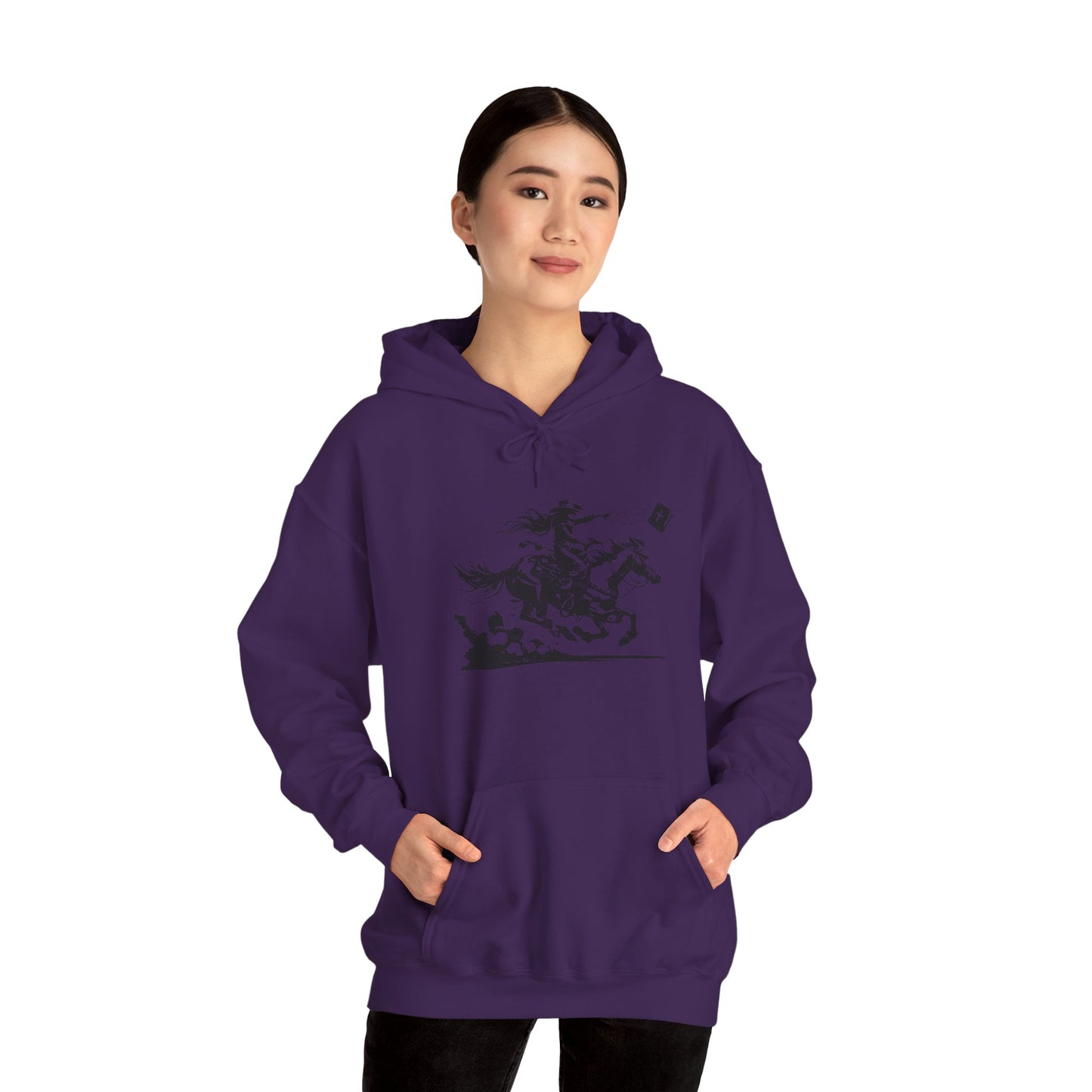 Cowgirl Riding Horse Hoodie – Christian Scripture Western Rodeo Texas Pullover