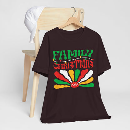 Family Christmas 2025 Shirt – Retro Groovy Matching Holiday Sunburst Tee