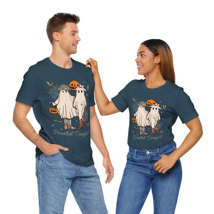 Ghostal Coastal Cowgirl T-Shirt, Western Ghost Halloween Tee, Spooky Cute Rodeo Shirt