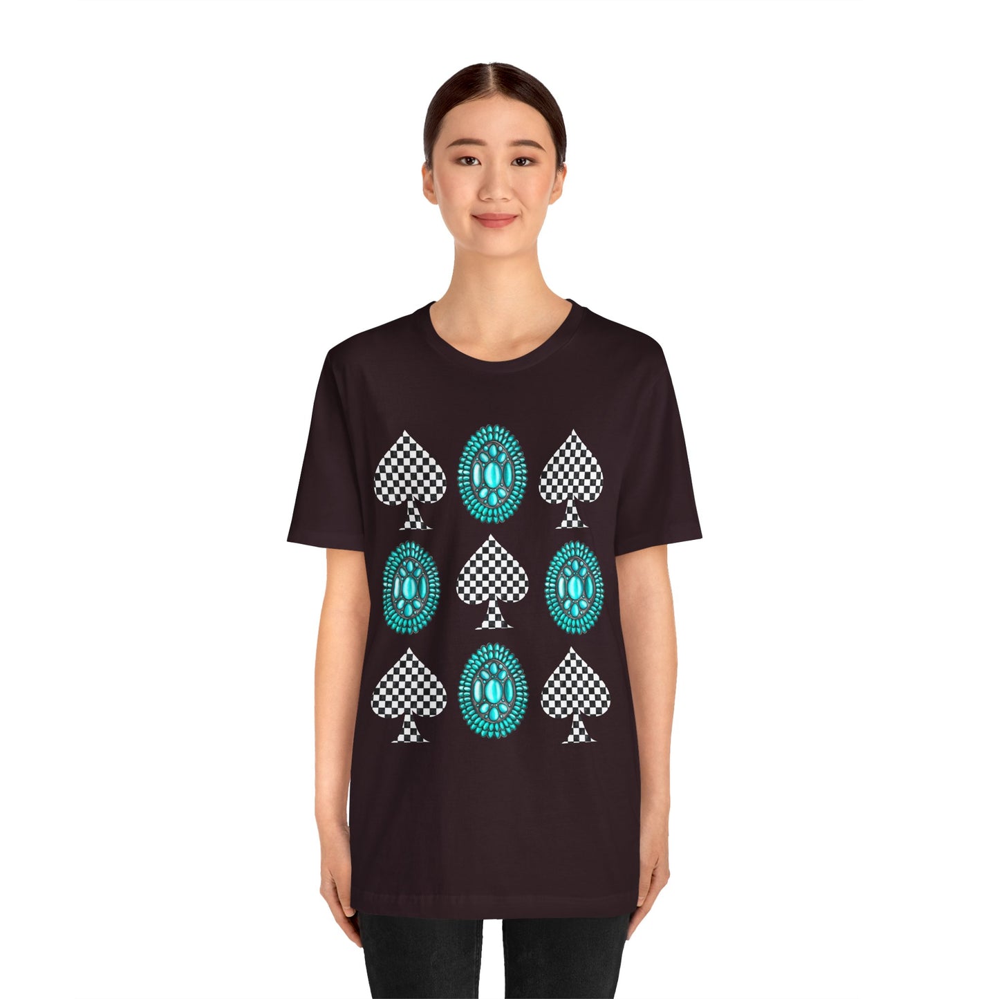 Western Turquoise Stone Shirt – Gemstone Playing Card Texas Rodeo Tee