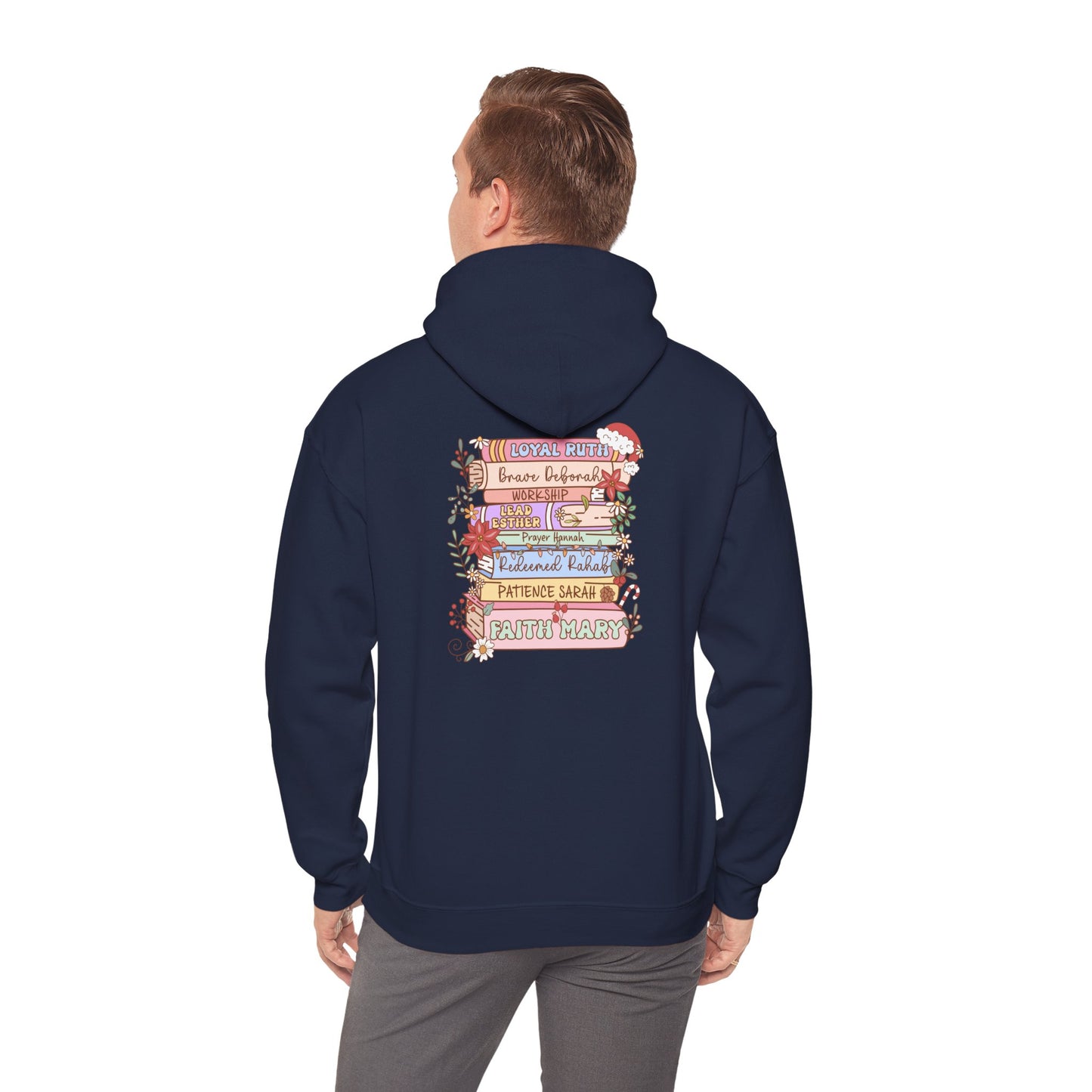 Christmas Bible Verse Hoodie – Christian Faith Jesus Book & Flowers Holiday Pullover
