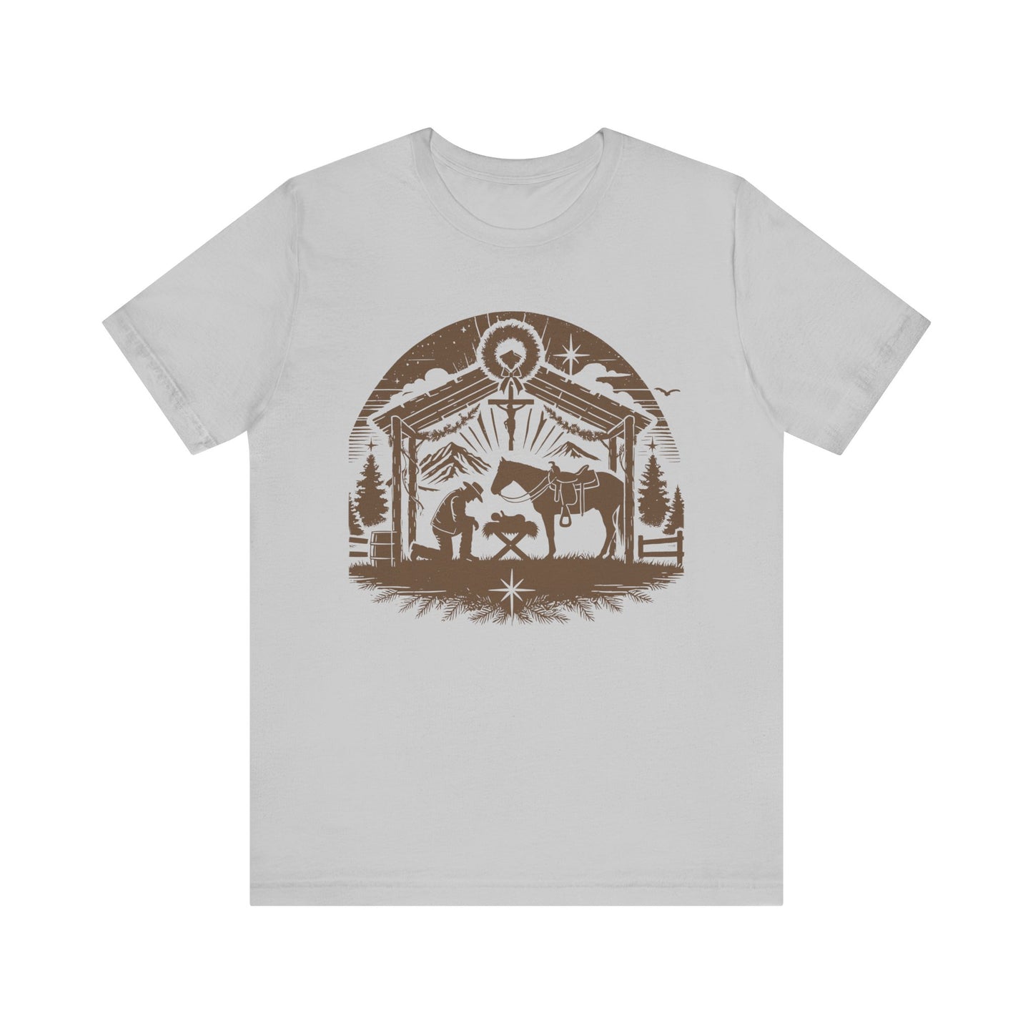 Praying Cowboy Christmas Shirt – Western Nativity Christian Holiday Tee