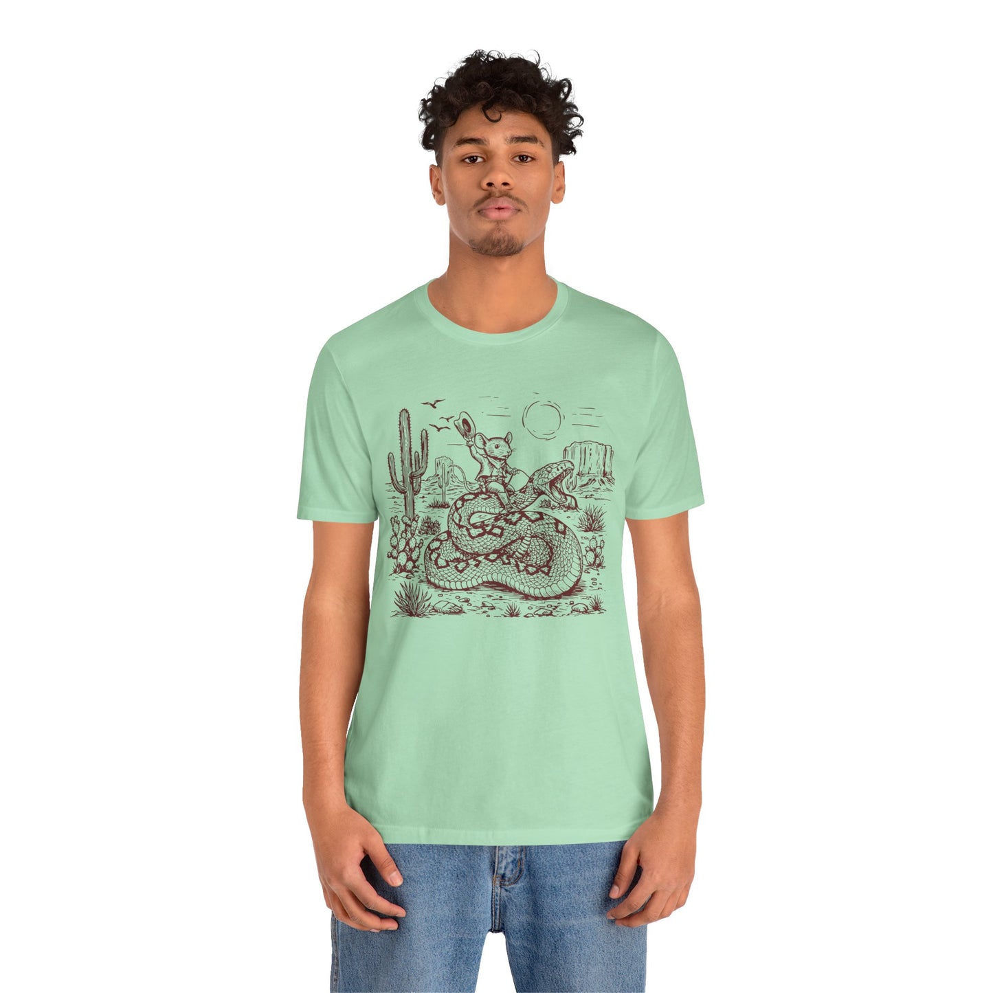 Cowboy Mouse Riding Rattlesnake Shirt – Funny Wild West Rodeo Tee
