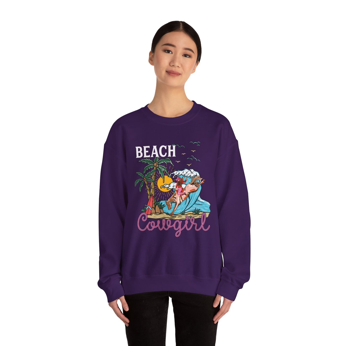 Beach Cowgirl Sweatshirt – Tropical Palm Tree Western Rodeo Texas Pullover