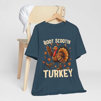 Boot Scootin’ Turkey Shirt – Funny Western Cowboy Thanksgiving Rodeo Tee