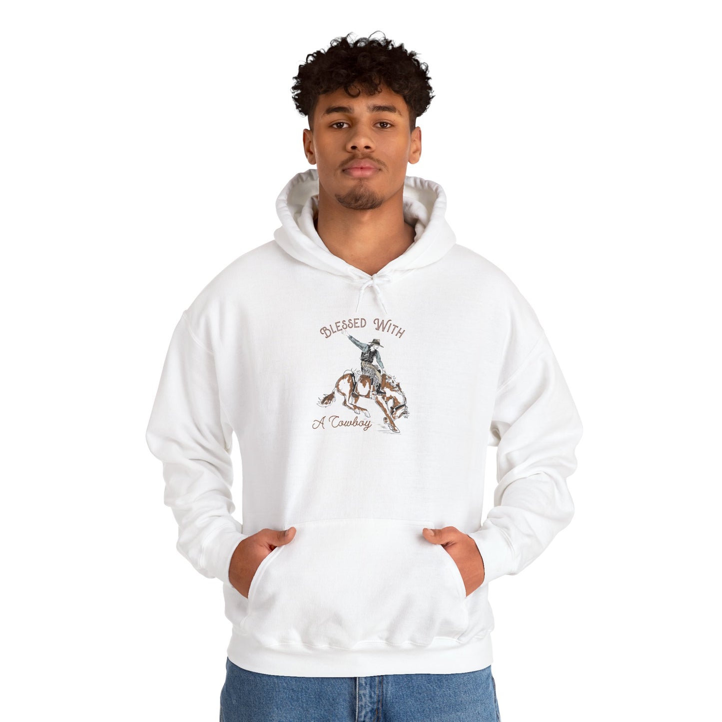 Blessed with a Cowboy Hoodie – Retro Christian Western Rodeo Country Pullover