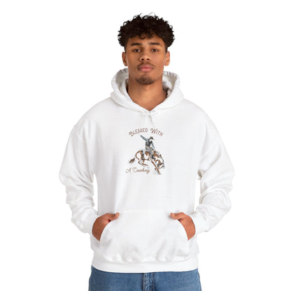 Blessed with a Cowboy Hoodie – Retro Christian Western Rodeo Country Pullover