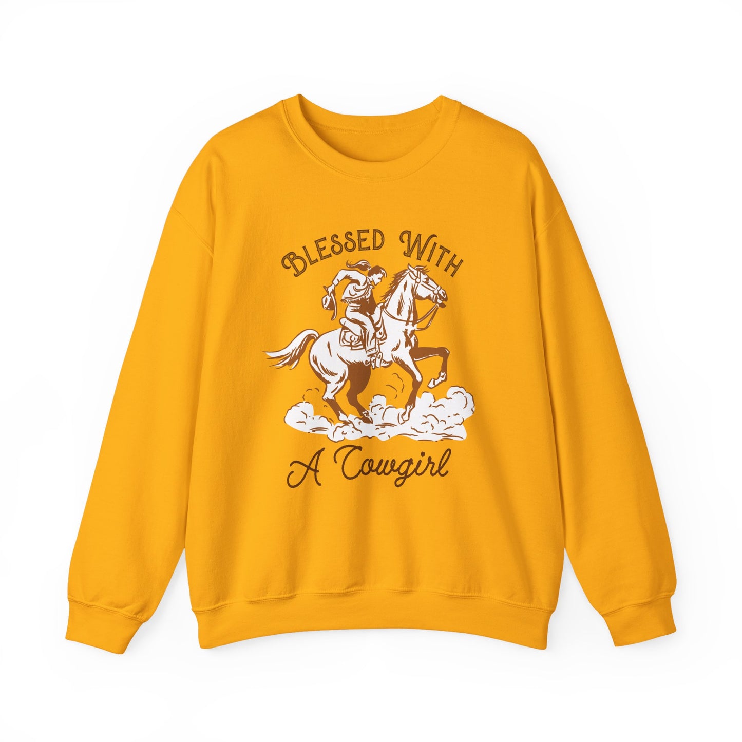 Blessed with a Cowgirl Sweatshirt – Retro Christian Western Rodeo Pullover