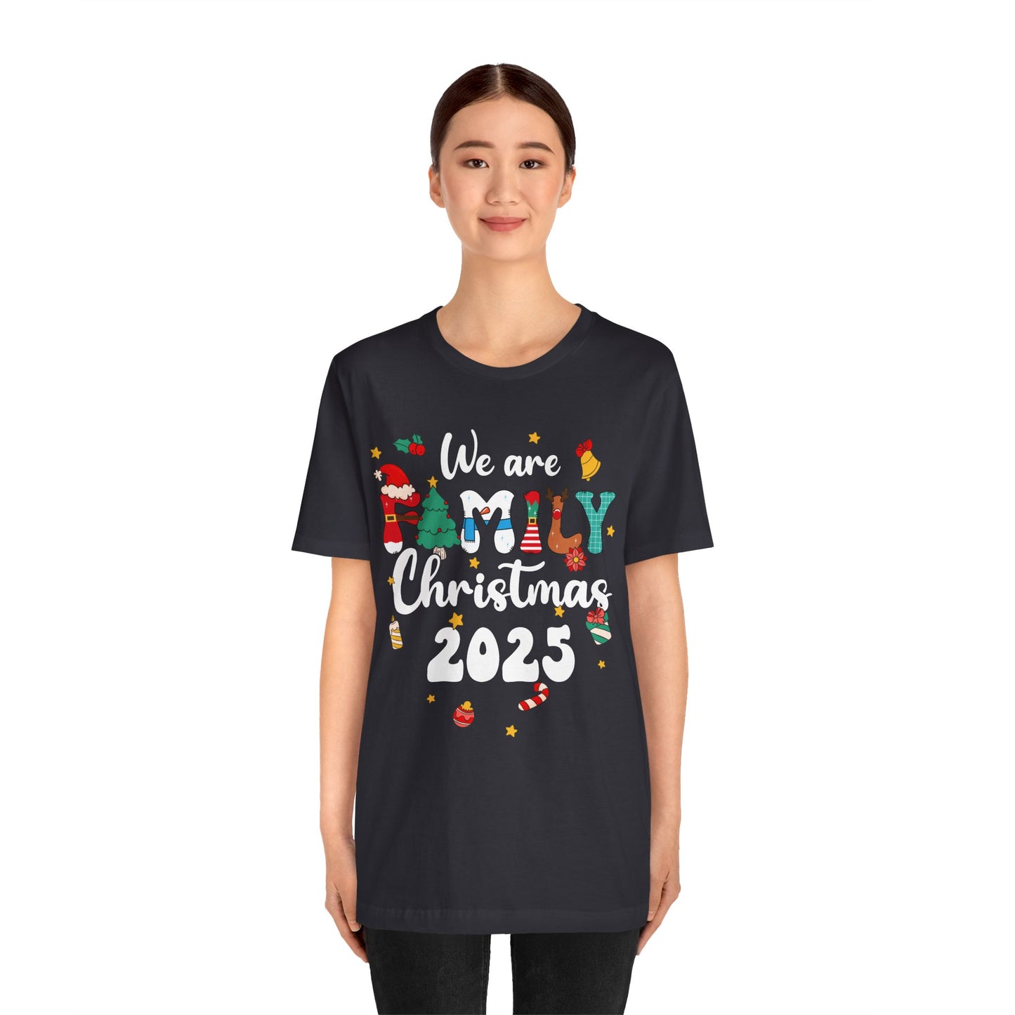 We Are Family Christmas 2025 Shirt – Groovy Snowman & Xmas Tree Matching Tee