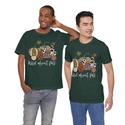 Wild About Fall Shirt – Pumpkin Leopard Plaid Autumn Thanksgiving Tee
