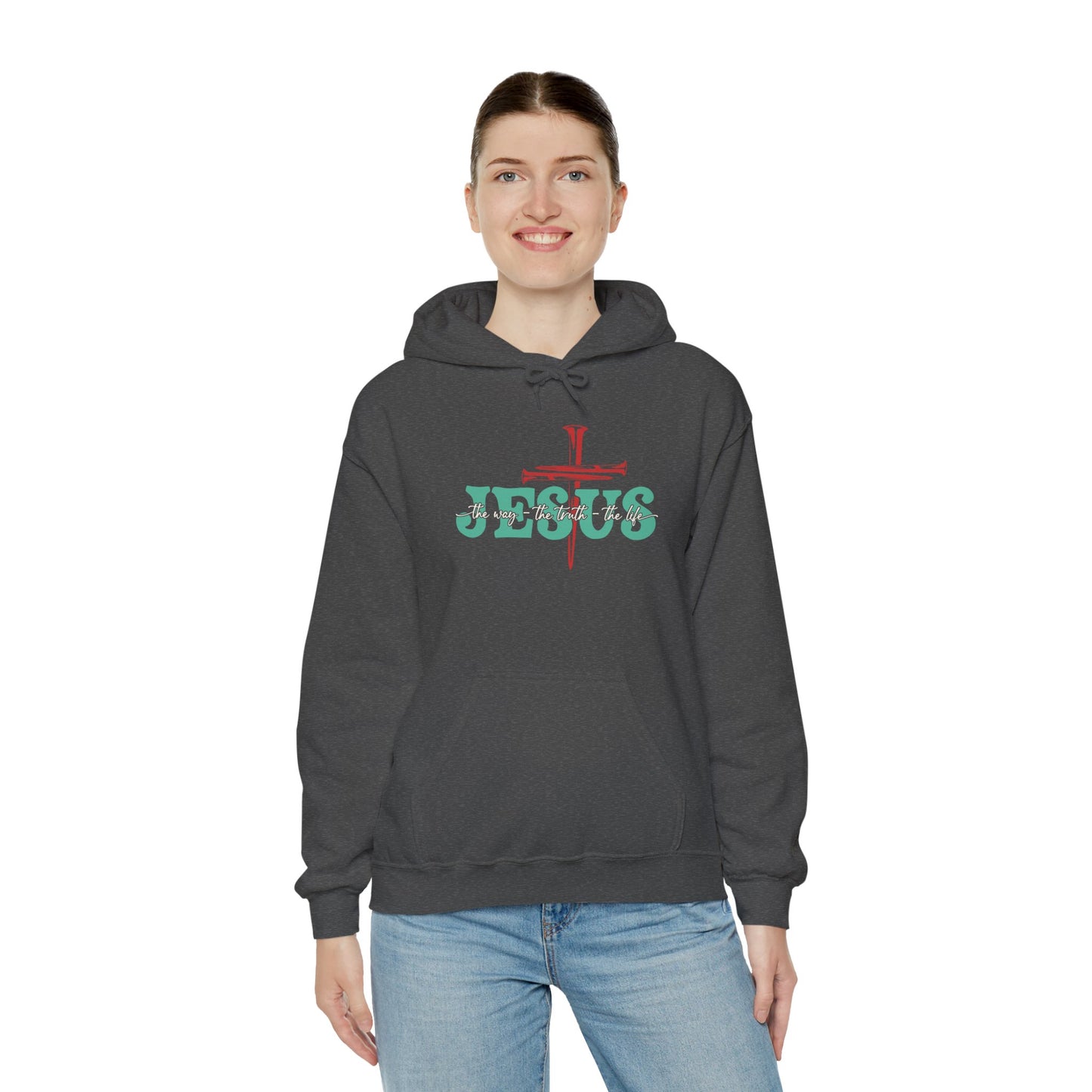 The Way Truth Life Christ Jesus Cross Nails Christian Bible Hoodie