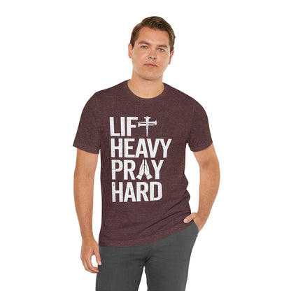 Lift Heavy Pray Hard Cross Nails Trendy Christ Gym Vintage T-Shirt