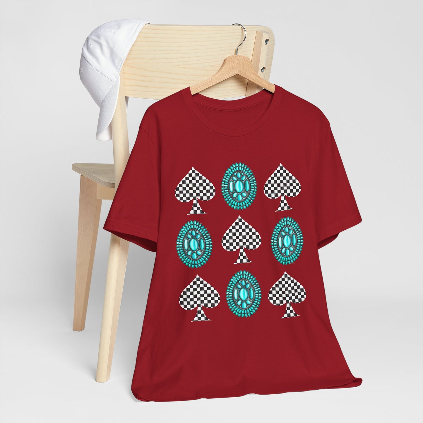 Western Turquoise Stone Shirt – Gemstone Playing Card Texas Rodeo Tee